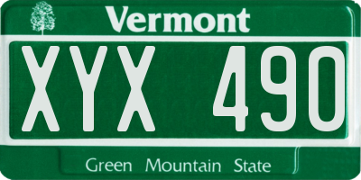 VT license plate XYX490