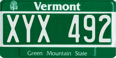 VT license plate XYX492