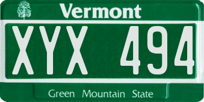 VT license plate XYX494