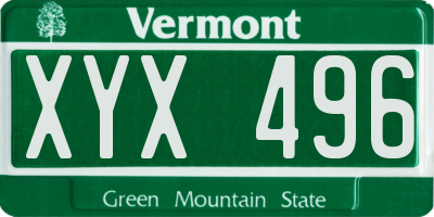 VT license plate XYX496