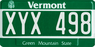 VT license plate XYX498