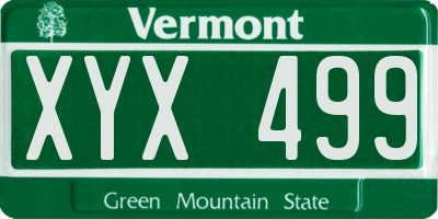 VT license plate XYX499