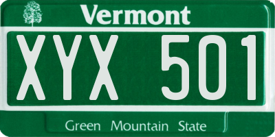 VT license plate XYX501