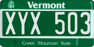 VT license plate XYX503
