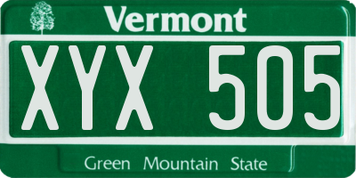VT license plate XYX505