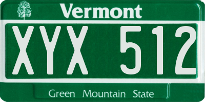 VT license plate XYX512