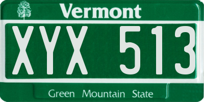 VT license plate XYX513