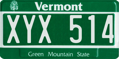 VT license plate XYX514
