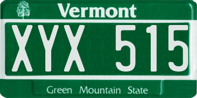 VT license plate XYX515