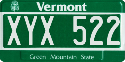 VT license plate XYX522