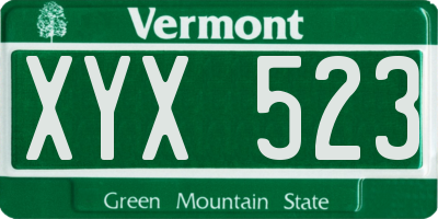 VT license plate XYX523
