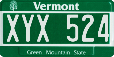 VT license plate XYX524