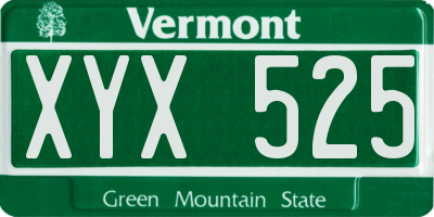 VT license plate XYX525