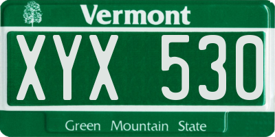 VT license plate XYX530