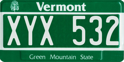 VT license plate XYX532