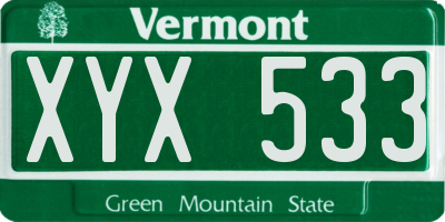 VT license plate XYX533