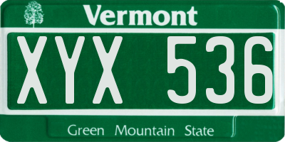 VT license plate XYX536