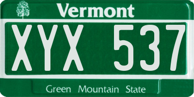 VT license plate XYX537