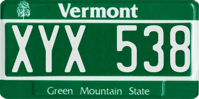 VT license plate XYX538