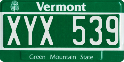VT license plate XYX539