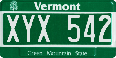 VT license plate XYX542