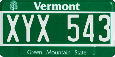 VT license plate XYX543