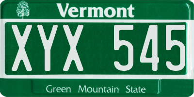 VT license plate XYX545