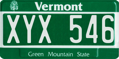 VT license plate XYX546