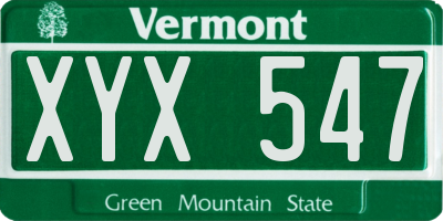 VT license plate XYX547