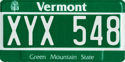 VT license plate XYX548