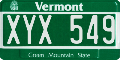 VT license plate XYX549