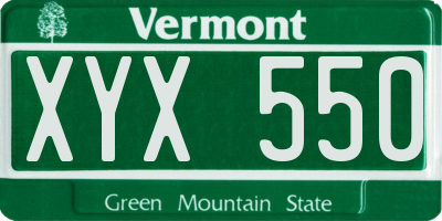 VT license plate XYX550