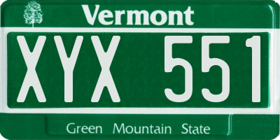 VT license plate XYX551