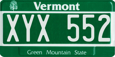 VT license plate XYX552