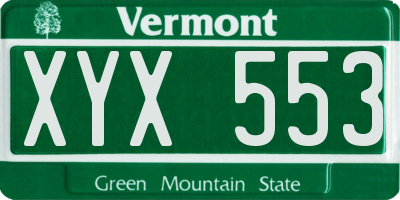 VT license plate XYX553