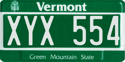 VT license plate XYX554