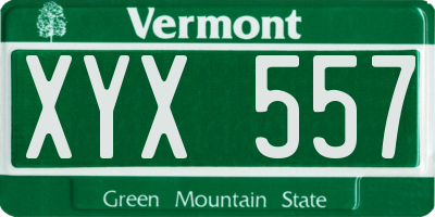 VT license plate XYX557