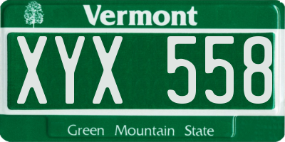 VT license plate XYX558