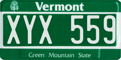 VT license plate XYX559