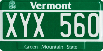 VT license plate XYX560