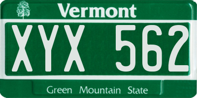 VT license plate XYX562
