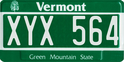VT license plate XYX564