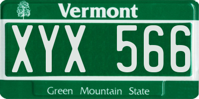 VT license plate XYX566