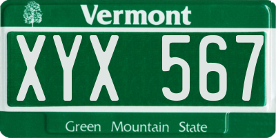 VT license plate XYX567