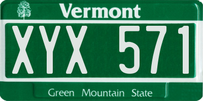 VT license plate XYX571