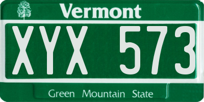 VT license plate XYX573