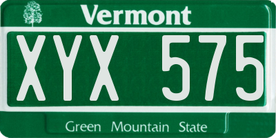 VT license plate XYX575