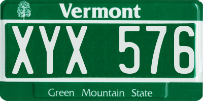 VT license plate XYX576