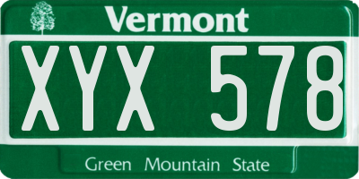 VT license plate XYX578