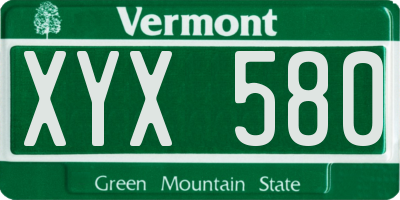 VT license plate XYX580